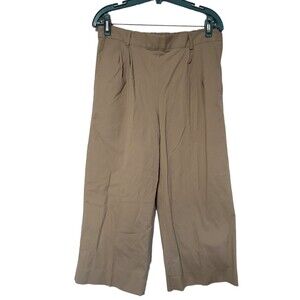 J CREW Wide Leg Cropped Pants Khaki 8  Pleated Front High Waist